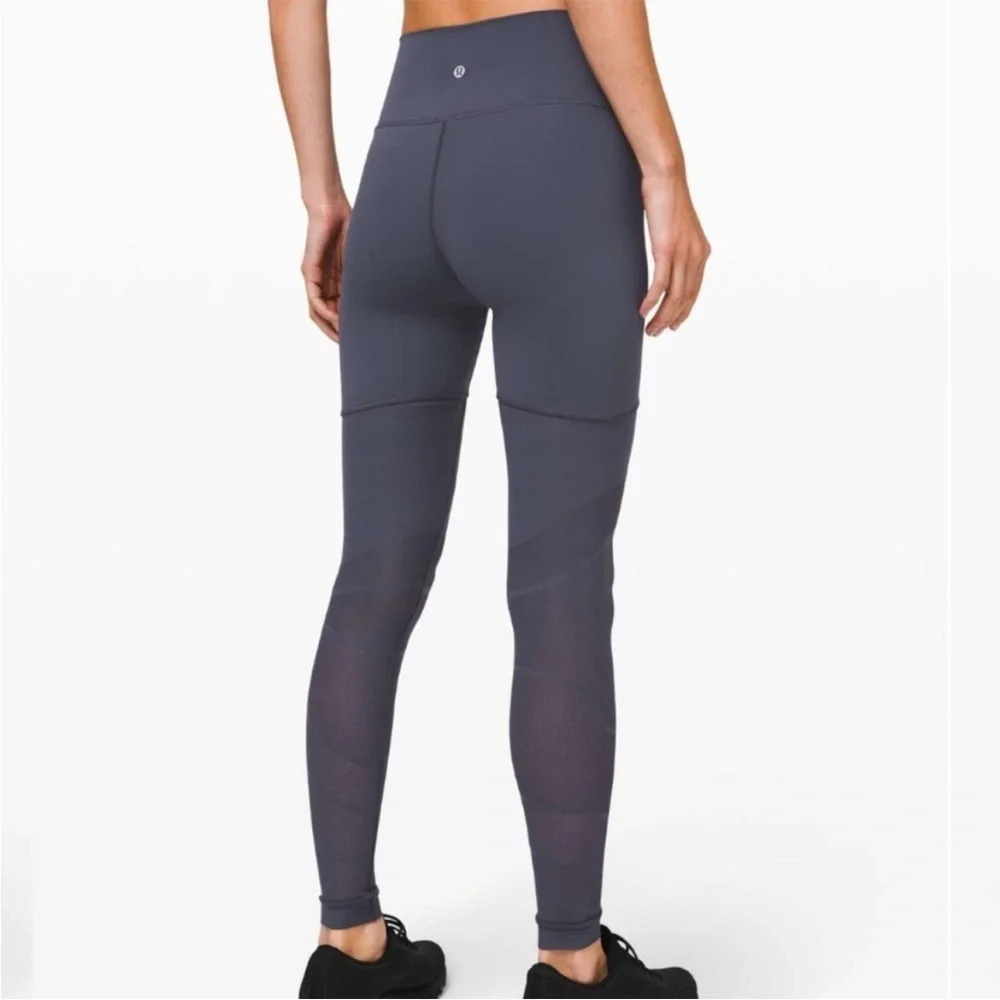 EUC Lululemon 28" High Rise Sheer Will HR Tight Pulse Size 4 Stone Blue Leggings